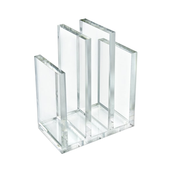 Bookend & Desk File Sorter, File Folder Holder for Office, Half Inch Thick Acrylic, Clr, 2PK